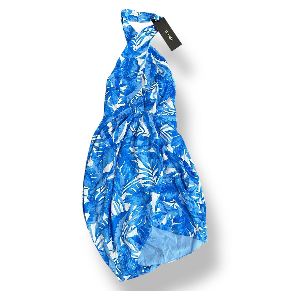 NWT DO+BE Blue Tropical Print Mini Dress